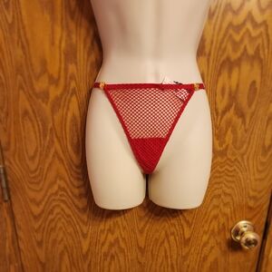 Victoria Secret Chic Red Fishnet Women's Panty Sz Med NWT